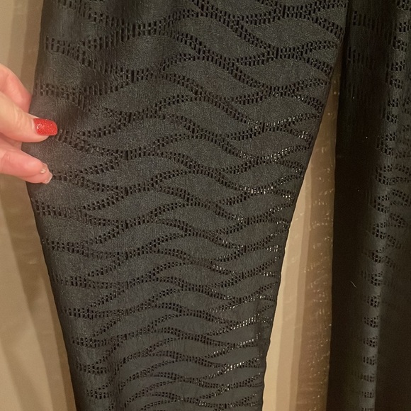 Lace wide leg 2 in 1 pants / shorts cover up / beach summer Black pull on XS - Picture 6 of 14